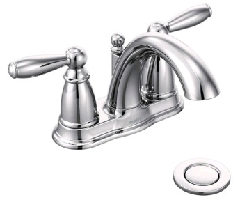 (1) Moen 66610 - Brantford - Chrome Two-Handle Bathroom Faucet W/ Drain Assy