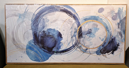 (1) Large, Framed, Modern Abstract Canvas Wall Art Print, 30"T x 60"L