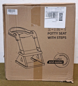 (1) 2-In-1 Potty Seat W/ Steps, Grey & White