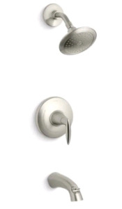 (1) Kohler TS45104-4-BN Rite-Temp, Bath & Shower Valve Trim W/ Lever Handle, Spout & 2.5 Gpm Showerhead, Brushed Nickel <br/>