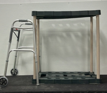 (1) Rubbermaid Tool Storage Tower (1) Foldable Walker