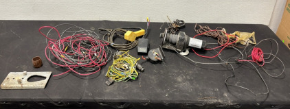 (1) Box of Assorted Wires & Winch w/ Accessories