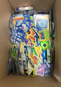 (1) Box of Assorted Pok&eacute;mon, Yu-Gi-Oh, & Basketball Cards (2) Containers for Holding Cards