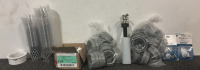 (5) Soap Dispensers, (50) Soccer Themed Cups, (50) Male Adapters, (25) Closet Rod Caps, & (2) Bags of PVC End Bells