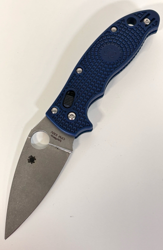 Blue Handled Spyderco Folding Knife
