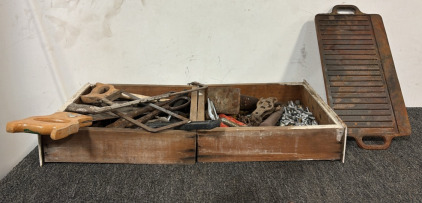 Cast Iron Lodge Griddle & Assortment of Tools & Parts