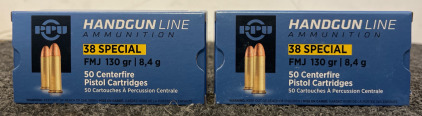 (2) Handgun Line Ammunition 38 Special FMJ 130 Gr 50 Rounds