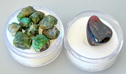 Natural Tumbled And Polished Idaho Star Garnet and Brazilian Rough Green Emeralds