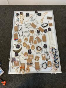 52 jewelry pieces, Necklaces, earrings, and more
