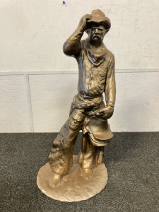 Michael Garman, American 1938-, The Saddle Tramp, Spelter