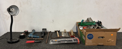 Lamp & Huge Assortment of Tools & Parts