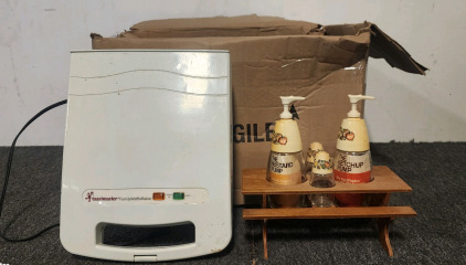 Vintage Gemco 1970s Top O' Spice Ketchup And Mustard Pumps With Salt And Pepper Shakers, Toast Master Waffle Baker, and More!