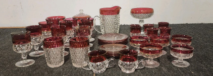 Kings Crown Ruby Thumbprint Glassware Collection