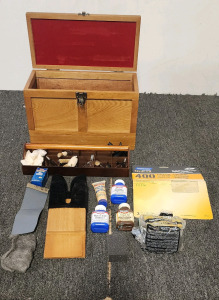 Wooded Gun Cleaning Box And Tools, Birchwood Cleaning Products, And More