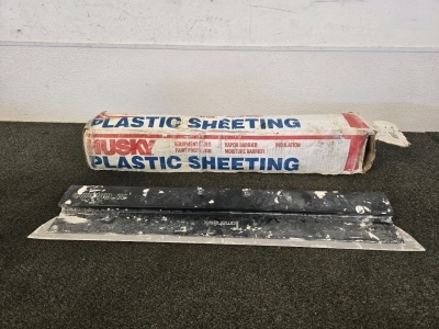 (1) Husky Plastic Sheeting 9ft x 400ft, (1) 32" Columbia Tomahawk Smoothing Blade