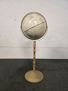 35" Vintage World Globe The George F Cram Co. Imperial World Globe With Stand