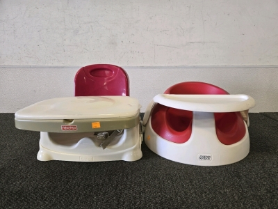 (1) Fisher-Price Booster Seat with Foldable Tray, (1) Mamas & Papas Infant Floor Seat with Safety Bar
