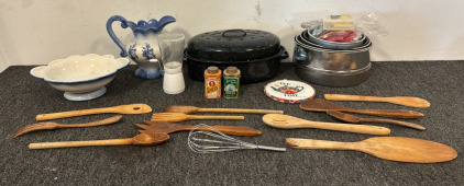 Antique Bowl & Saucer, Cake Pans, & More