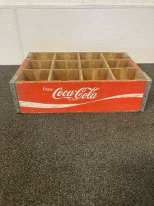 Vintage Coca Cola Wood Crate Red and White