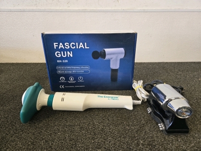 (3) Electric Massagers - Vintage "The Energizer" By Homedics, Vintage Oster Imperial Massager, Fascia Gun KH-320