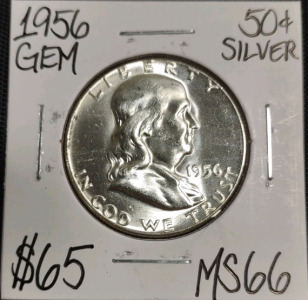 1956 MS66 Gem Silver Franklin Half Dollar