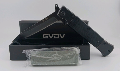 (1) GVDV Folding Tactical Knife w/ Soft Drawstring Bag and Whetstone