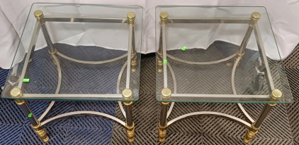 (2) Glass Top End Tables