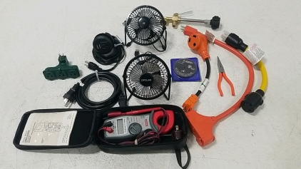 Craftsman Clamp On Ammeter/Digital Multimeter, (2) OPolar Fand, Large Conversion Electrical Cables, and More!