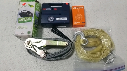 Campbell Hausfeld 12 Volt Inflator, 5.8 Amp ACD/DC Power Converter, Astro AI Tire Pressure Gauge,