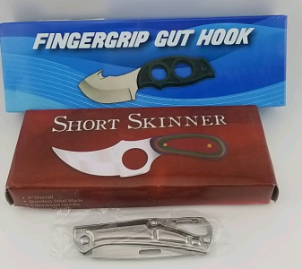 Fingergrip Gut Hook Knife, Short Skinner Knife W/ Small Pocket Knife
