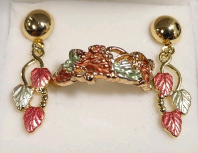Gold Plated "Cluster of Grape Vines" Earrings & Ring Set