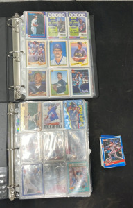 (2) Binders Of Football & Baseball Cards (1) Stack Of Cards