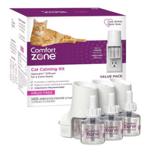 (1) Comfort Zone Multi-Cat Calming Kit - 3 Diffusers & 6 Refills, (1) Comfort Zone Claming Diffuser Refill Kit - 6 Refills, (2) Paw Print Stamp Pad Kits