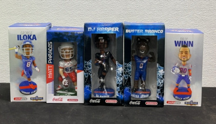 (1) George Iloka (1) Matt Paradis (1) DJ Harper (1) Buster Bronco (1) Billy Winn (BSU) Figurines