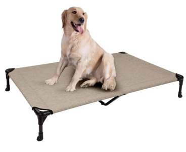 Veehoo Medium Elevated Cooling Chew Proof Dog Bed - Beige