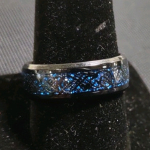 Black Men's Viking/ Nordic Blue Wedding Band
