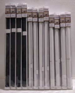 (16) GENIMO 100% Blackout Roller Shades (White) 29"W x72"L, 32"W x72"L & (8) GENIMO 100% Blackout Roller Shades (Black) 34"W x72"L