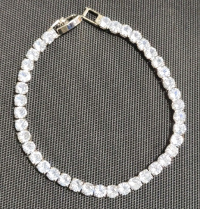 " 5mm Round Cubic Zirconia Women's White Gold Plated CZ Tennis Bracelet