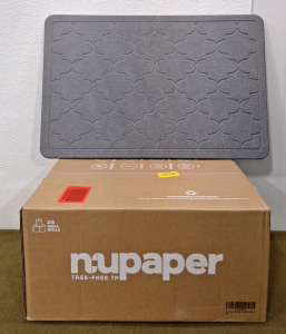 (1) Diatomite Stone Bath Mat, 24" x 16", Grey & (1) 24-Pack Box Of NuPaper Bamboo Toilet Paper