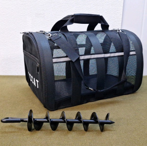 (1) Softside Small Pet Carrier, 16"L x 10"W x 10"H & (1) Ground Anchor, 12"L