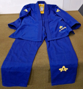 (1) All Around 100% Cotton Brazilian Jiu Jitsu Gi Set For Men - BJJ Gi Kimono, Ripstop Trousers - 450gsm, Size A0, Blue