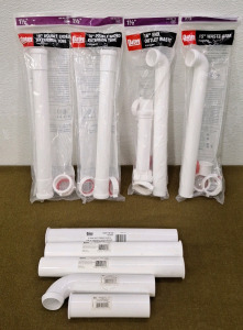 (2) 1-1/2", Oatey 16" Double Ended Extension Tubes, (1) 1-1/2", Oatey 16" End Outlet Waste, (1) 1-1/2", Oatey 15" Waste Arm, (1) 1-1/2", Oatey 12" Heavy Duty Strainer Tailpiece, (2) 1-1/2", Oatey 12" Strainer Tailpieces, (1) 1-1/2", Oatey Bend Quarter &