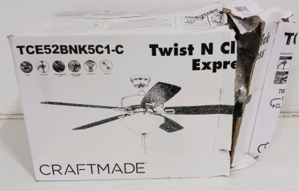 (1) Craftmade Ceiling Fan - Model TCE52BNK5C1-C