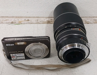 (2) Camera Equipment - (1) Vemar 200mm f/3.5 Lens (1) Nikon COOLPIX S210 Camera