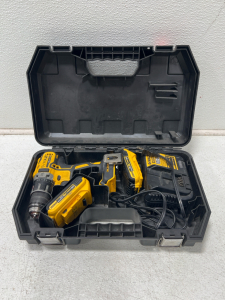 (1) Dewalt DCD708D2T-QW cordless drill driver kit, includes the drill, two 20V Max batteries, and a charger, all stored in a hard case