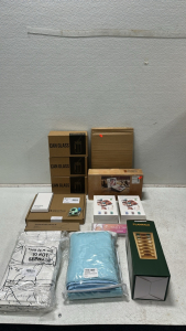 Assortment of Various Amazon Items Including: Can Glasses, Picture Frames, Travel Baby Bottle Cleaning Kits, Phone Case, Squeegee, and More!
