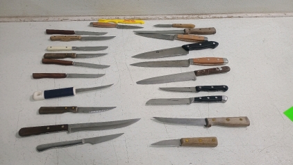 (20) Mixed Handle Kitchen Knives - Assorted Styles & Brands