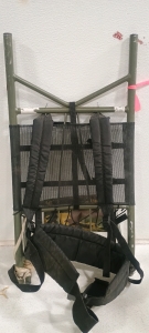 (1) Military-Style Pack Frame w/ Camo Cargo Pouch