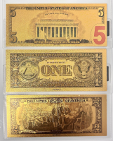 (3) Gold Bank Notes, 1973 Uncirculated 2 Dollar Bill, and 1957 Silver Certificate - 2