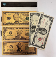 (3) Gold Bank Notes, 1973 Uncirculated 2 Dollar Bill, and 1957 Silver Certificate - 6
